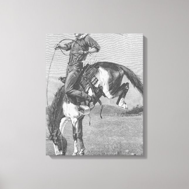 Toile Rodeo Cowboys vintage, Bucking Bronco par Remingto (Recto)