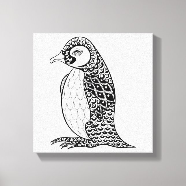 Toile Roi artistique Penguin Zendoodle 6 (Recto)