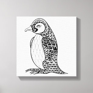 Toile Roi artistique Penguin Zendoodle 6