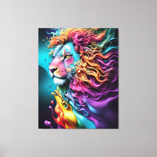 Toile Roi des rois Lion de Juda couleur arc-en-ciel abst