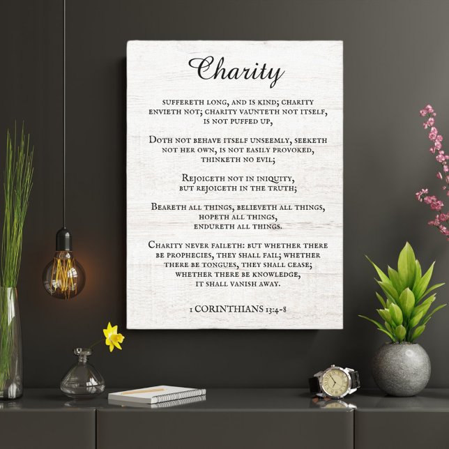 Toile Roi James Bible Verse 1 Corinthiens 13 Rustique (Créateur téléchargé)