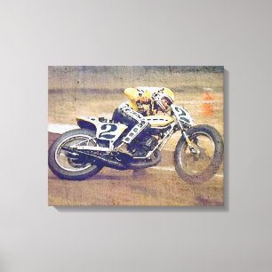 Toile "Roi" Kenny Roberts, dans l'action sur le vélo de
