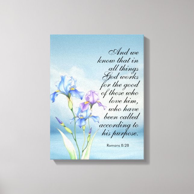Toile Romains 8:28 Iris Aquarelle  (Recto)