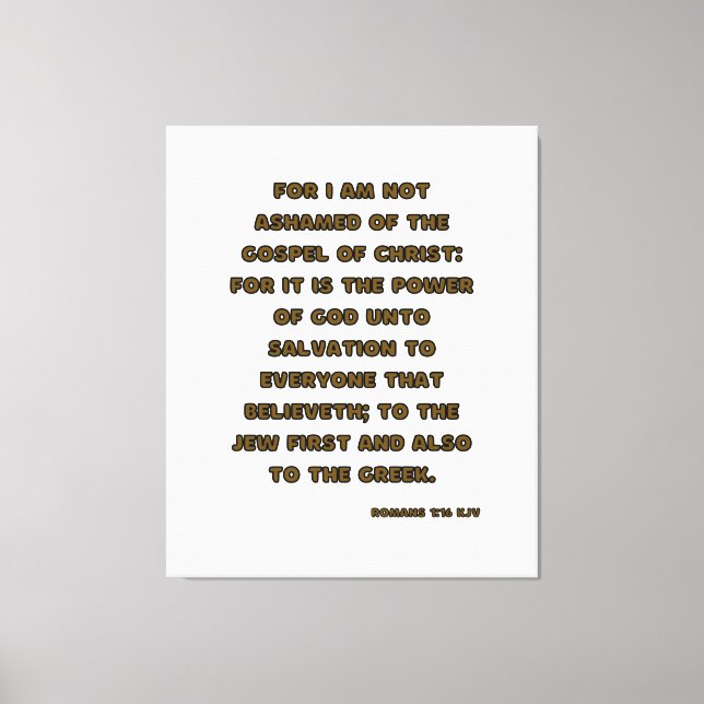 Toile Romans 1:16 Bible Verse KJV Wall Art (Recto)