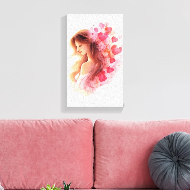 Toile Romantic Floral Portrait Soft Valentine Love Art (Insitu(Salon))