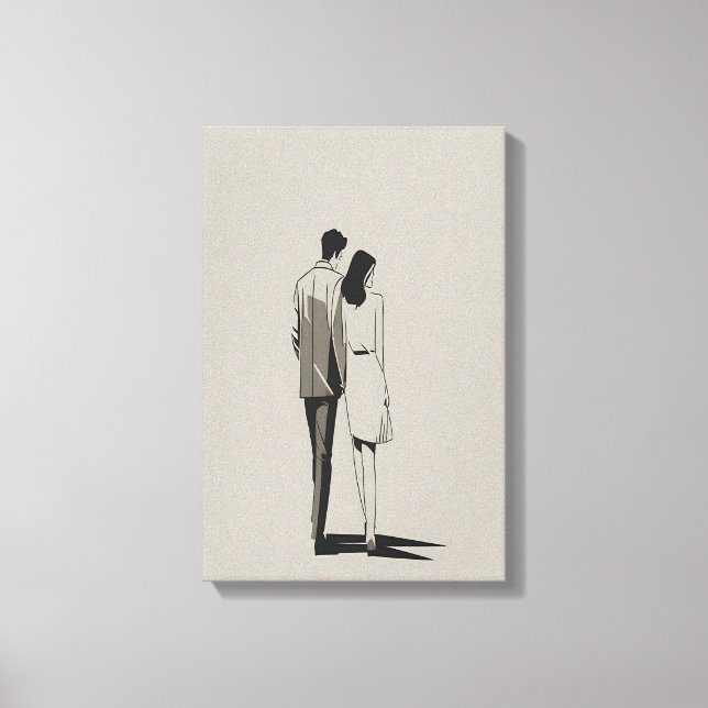 Toile Romantique Couple minimaliste Ligne Art (Recto)