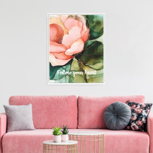 Toile Romantique Fleur de Pêche Rose Blush Floral 
