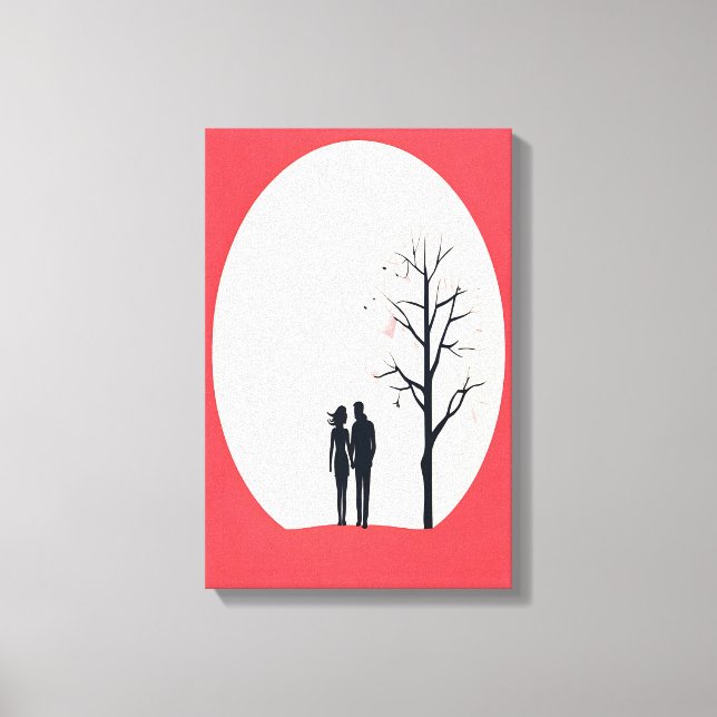 Toile Romantique minimaliste Couple Art (Recto)
