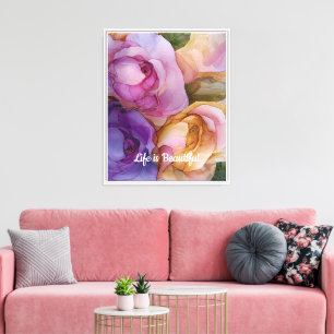 Toile Romantique rose violet rose jaune Rose Floral Amou