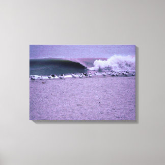 Toile Rompre la vague et les mouettes