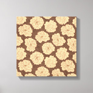 Toile Rose baroque sur marron noyer - motif sans soudure
