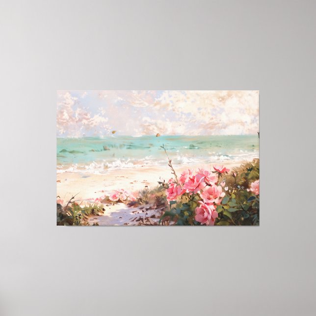 Toile *~* Rose Beach Shells TV2 Stretted Canvas Print (Recto)