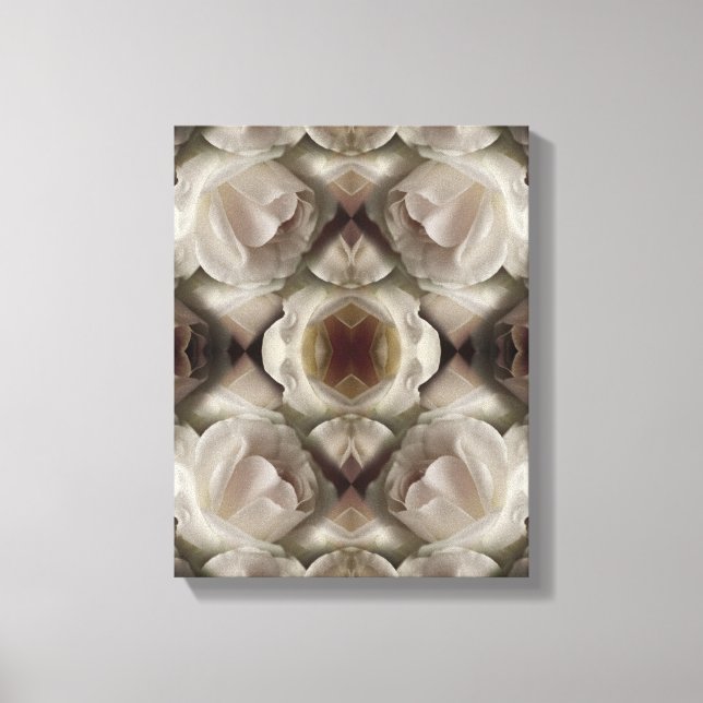 Toile Rose blanche Floral Art Abstrait Vintage (Recto)