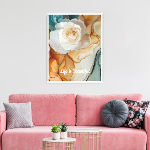 Toile Rose blanche romantique Floral Belle