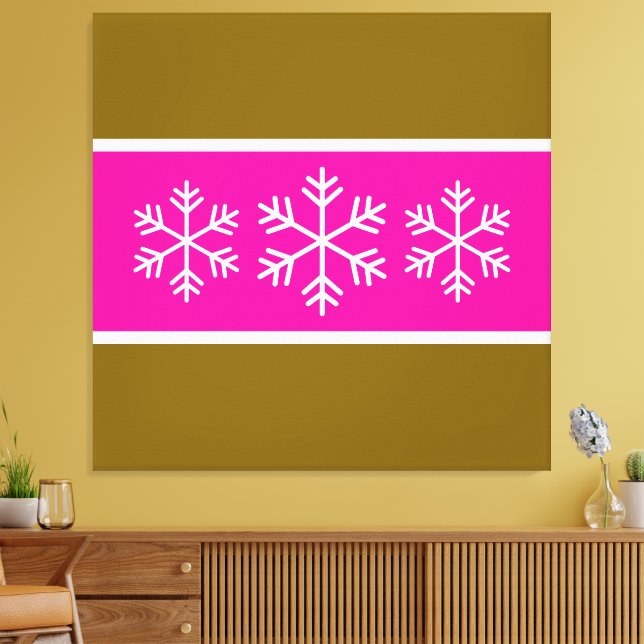 Toile Rose Clair Brun Blanc Rayures Nordiques Flocons de (Insitu(Salon))