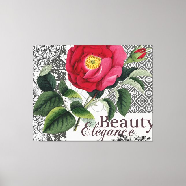 Toile Rose Damask Joli Floral Antique (Recto)