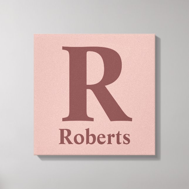 Toile Rose de cannelle Initiale/Première/Nom de famille (Recto)