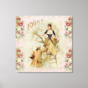 Toile Rose de collage Shabbychic Paris