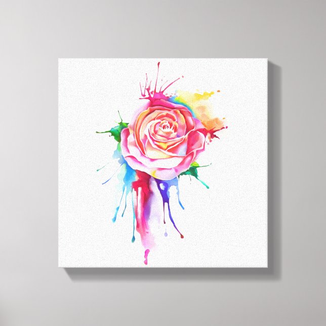 Toile Rose de la goutte de peinture aquarelle (Recto)