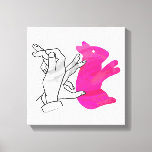Toile Rose de lapin de silhouette de main
