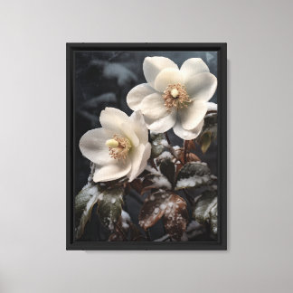 Toile Rose de Noël Vintage (Hellebore) Étiqueté Canva