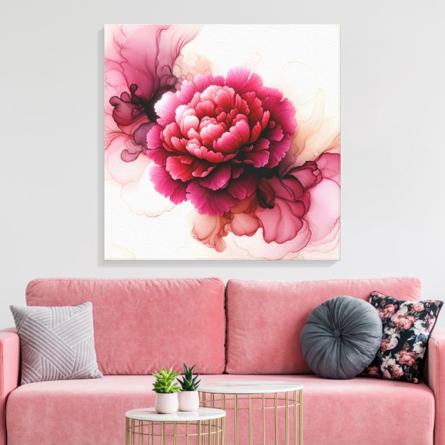 Toile Rose de Pivoine Abstrait  (Insitu(Salon))