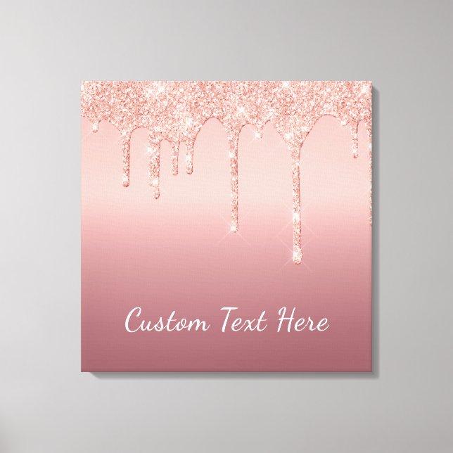 Toile Rose de texte personnalisé Parties scintillant d'é (Recto)