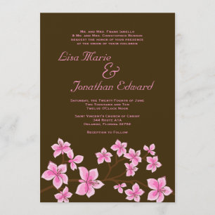 Toile rose élégante du faire-part de mariage 5x7