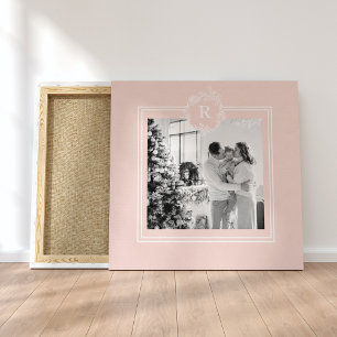Toile Rose et blanc modernes   Photo de famille   Initia