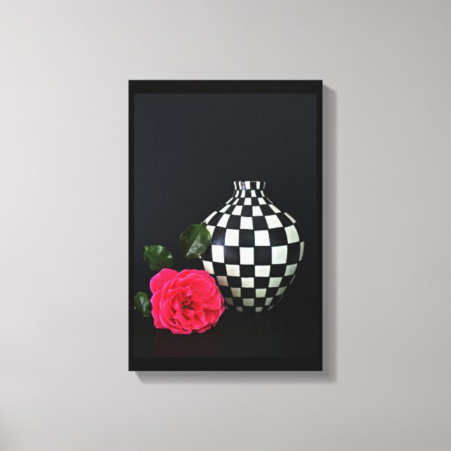 Toile Rose et vase checkered (Recto)