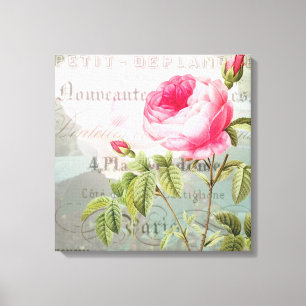 Toile Rose Français Accent Shabby Premium Wrapped Canvas