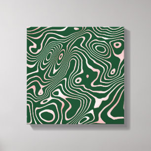Toile Rose Gold liquid swirl Abstract Green Design