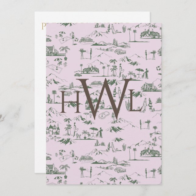 Toile rose moderne douche nuptiale Invitation (Devant / Derrière)