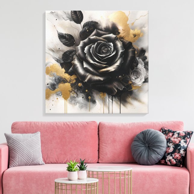 Toile Rose noir et or (Insitu(Salon))