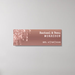 Toile Rose Parties scintillant or Drip Couple Mariage An