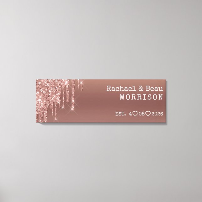 Toile Rose Parties scintillant or Drip Couple Mariage An (Recto)