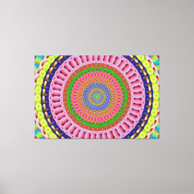 Toile Rose rose Mandala Art Stretted Canvas Imprimer (Recto)