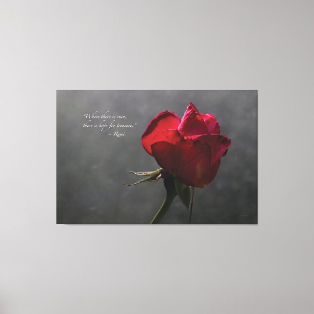 Toile Rose rouge, citation Rumi, ~ 60" x 40" - EXTRA GRA (Recto)