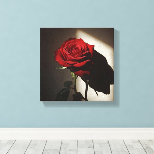 Toile Rose rouge ombragée - Dramatique Chiaroscuro Flora (Insitu (Plancher de Bois))