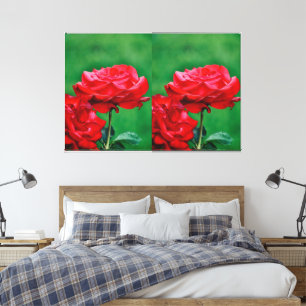 Toile Rose rouge personnalisée en pleine floraison entou