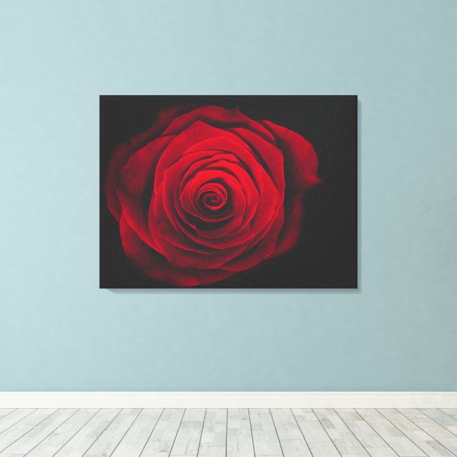 Toile Rose rouge sur fond noir effet vintage (Insitu (Plancher de Bois))