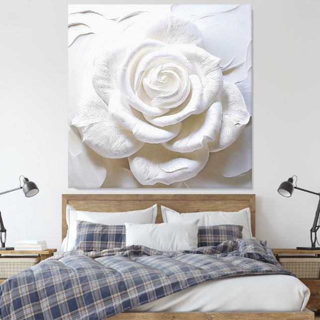 Toile Rose Sculptée - Blanc sur Blanc (Insitu(Chambre))
