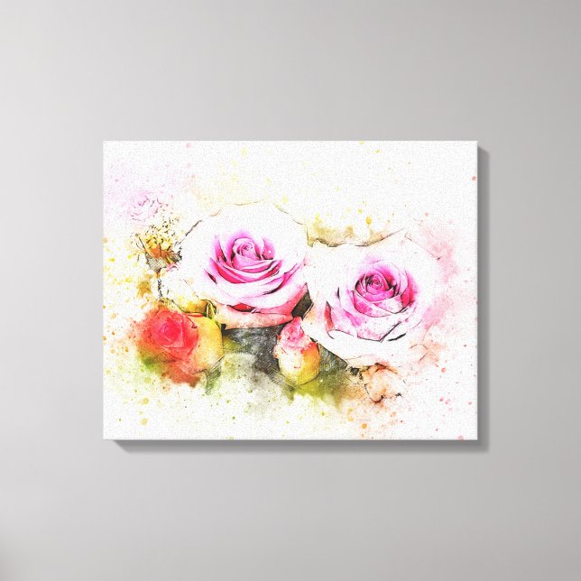 Toile Roses aquarelle (Recto)