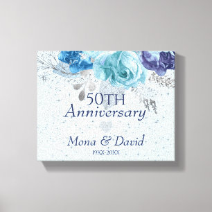 Toile Roses Bleu Et Violet