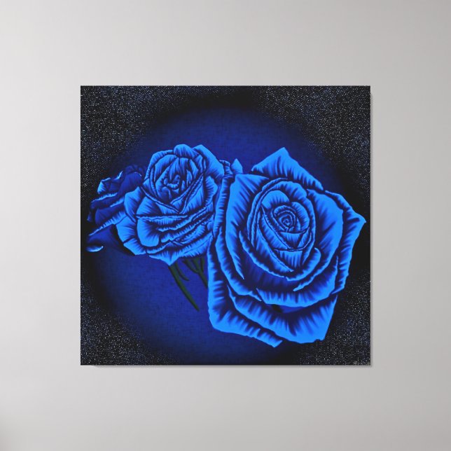 Toile Roses bleues sur fond sombre (Recto)