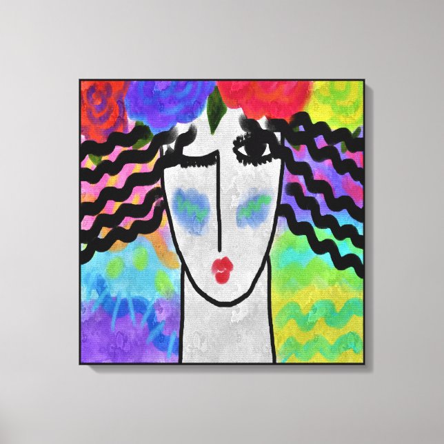 Toile Roses dans ses cheveux Abstraite peinture numériqu (Recto)