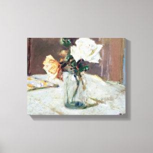 Toile Roses dans un vase de verre par Edouard Vuillard
