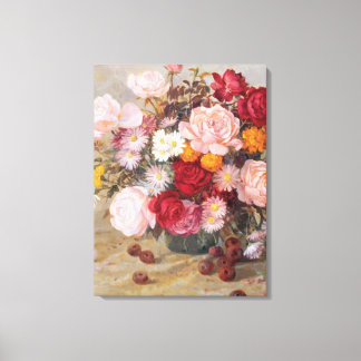 Toile Roses et marguerites