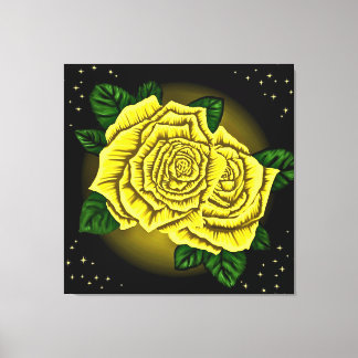 Toile Roses jaunes et étoiles