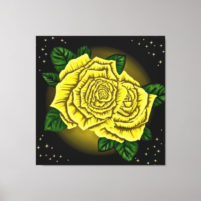Toile Roses jaunes et étoiles (Recto)